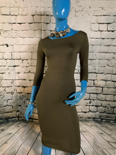 Simplicity Midi Dress (Olive Green)